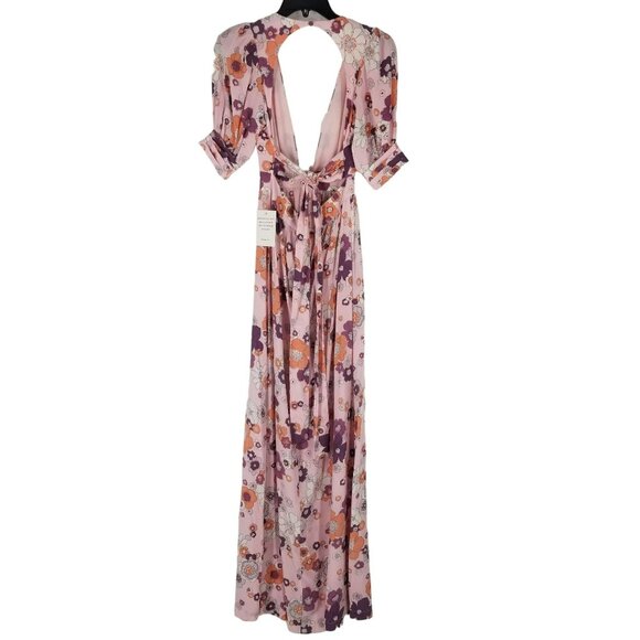 For Love & Lemons Maxi Dress Pink 70s Floral - Picture 8 of 15
